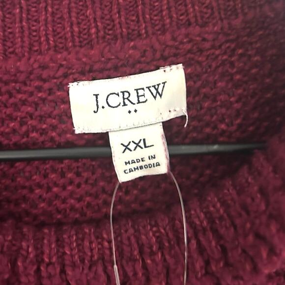 J. Crew Mockneck cable sleeve Sweater Raspberry Purple Red XXL - Picture 5 of 6